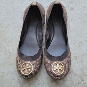 Tory Burch brown leopard gold print flats 6